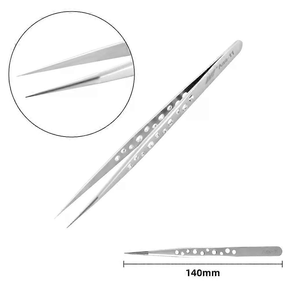 Precision Industrial Tweezers Anti-static Magnetic Curved Straight Tip Stainless Forceps For Electronics Soldering Hand Tools