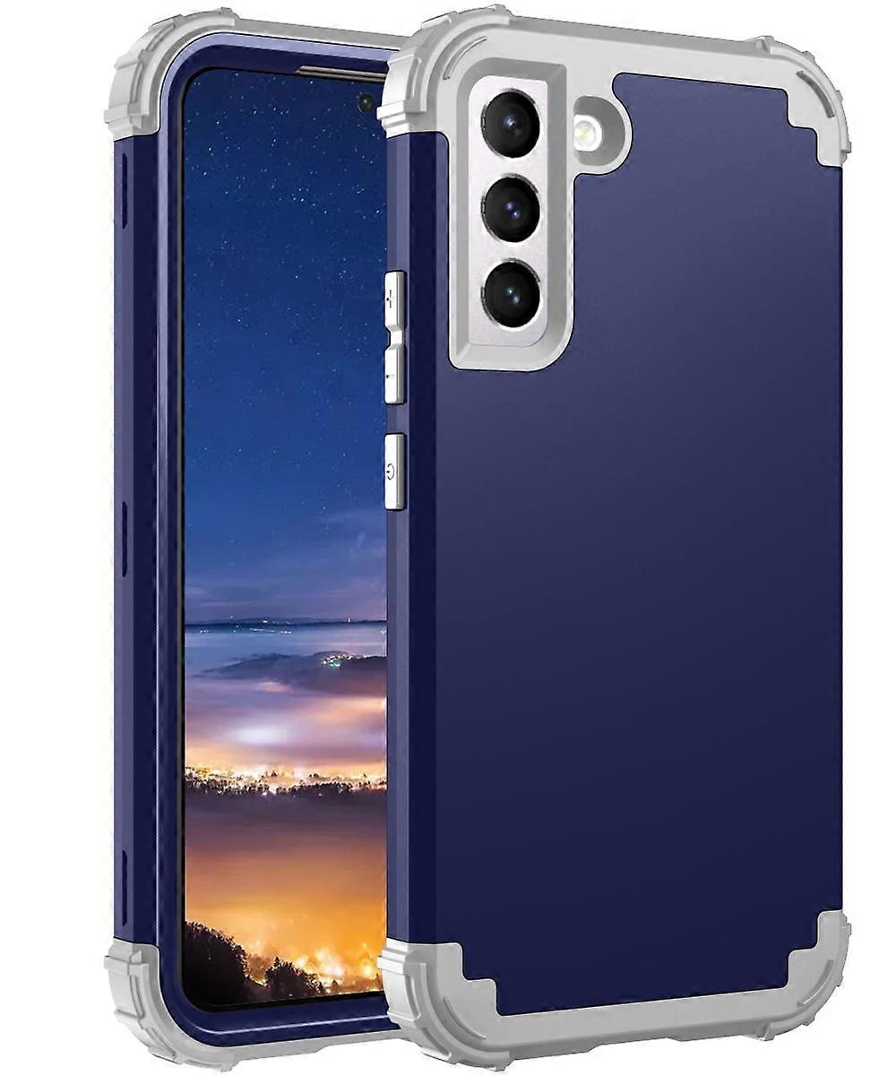 Compatible with Samsung Galaxy S22 Plus Phone Case, 3-in-1 Hybrid Rugged Shockproof Defender Case with Corner Protection, Dark Blue