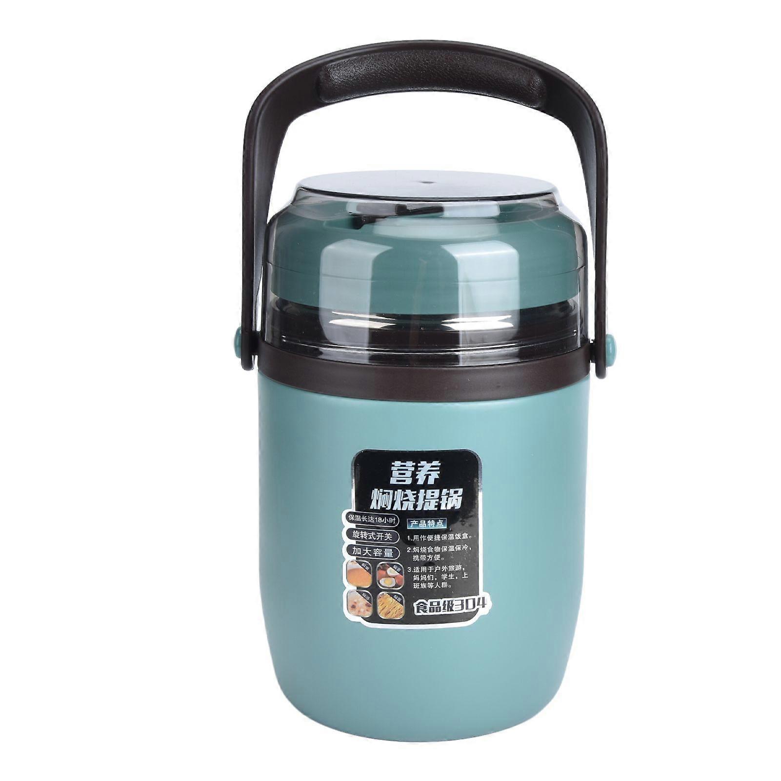 304 Stainless Steel Insulated Food Container Multilayer Leakproof Stackable Thermal Lunch Box 2L for Office WorkerMint Green