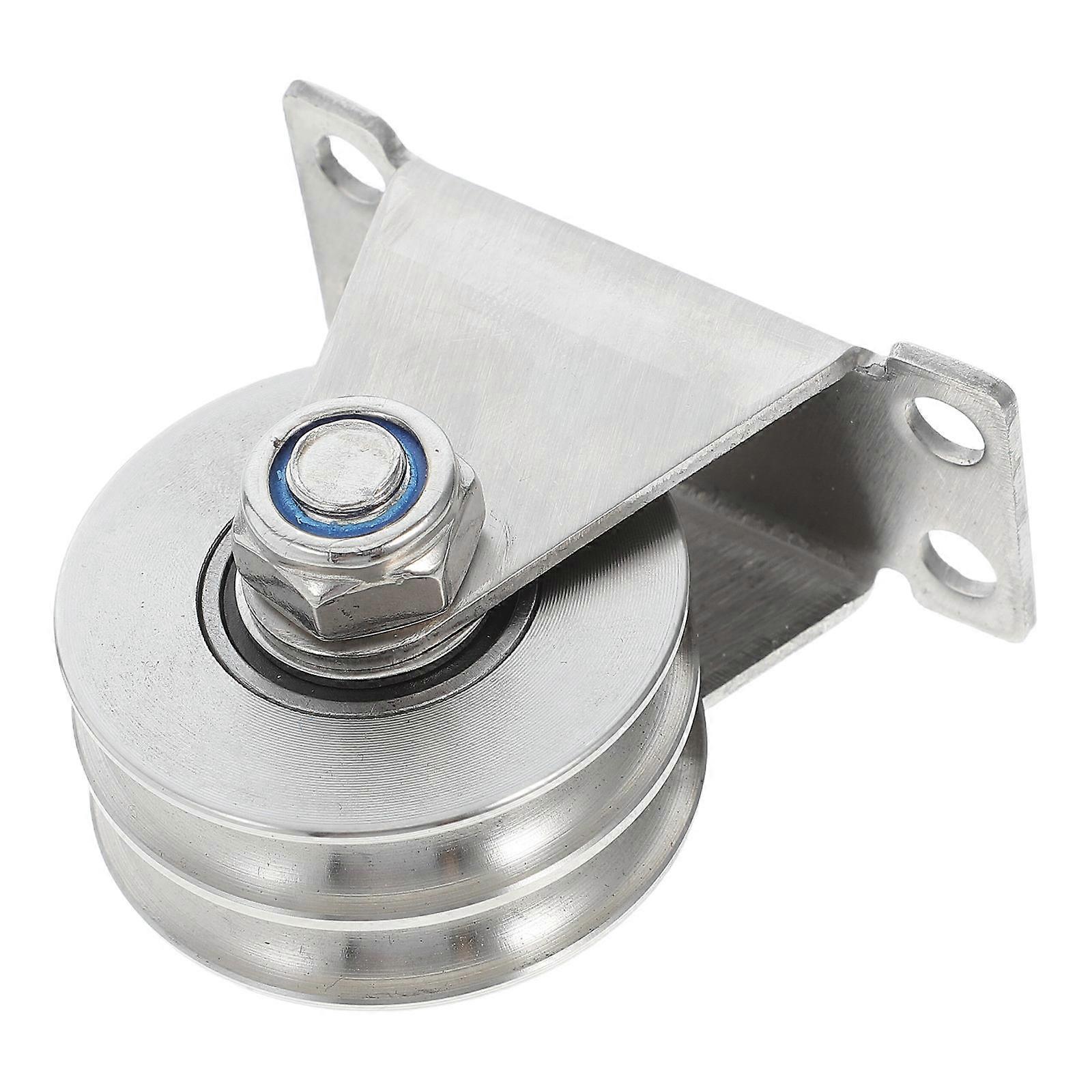 Silver Metal Double Groove Pulley for Lifting Rope Use 1 Piece