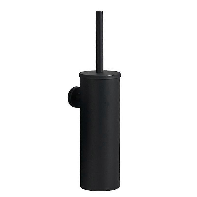 Cylindrical Brushed Black Vertical Toilet Brush Wall-Mounted