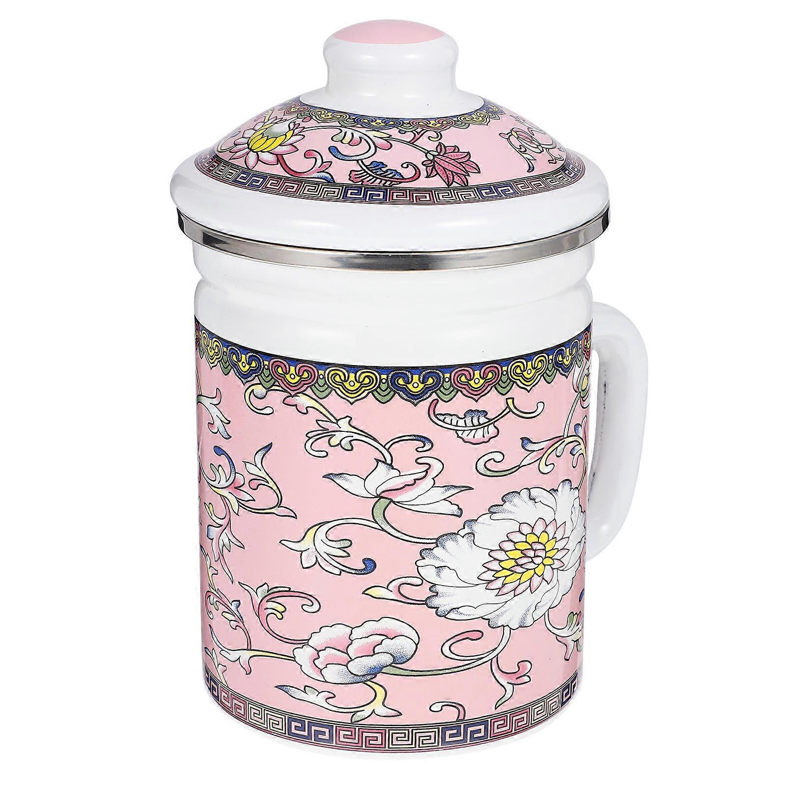 Vintage Enamel Mug With Strainer For Home Use Office Use 5.9X5.1X15.1In Spill Resistant 4Pcs