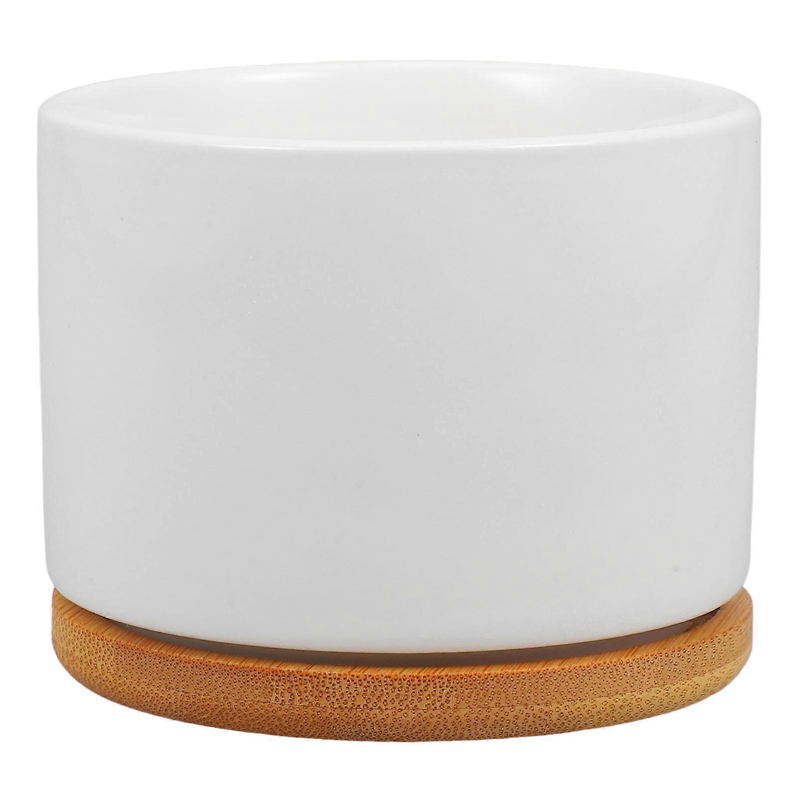 Flower Planter 9X9X7CM Perfect For Orchids Indoor Use Simple Design Bamboo Ceramic 4Pcs