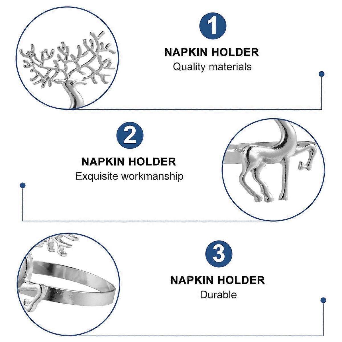 Christmas Napkin Buckle for Dinner Use 6Pcs Alloy Deer Napkin Holder