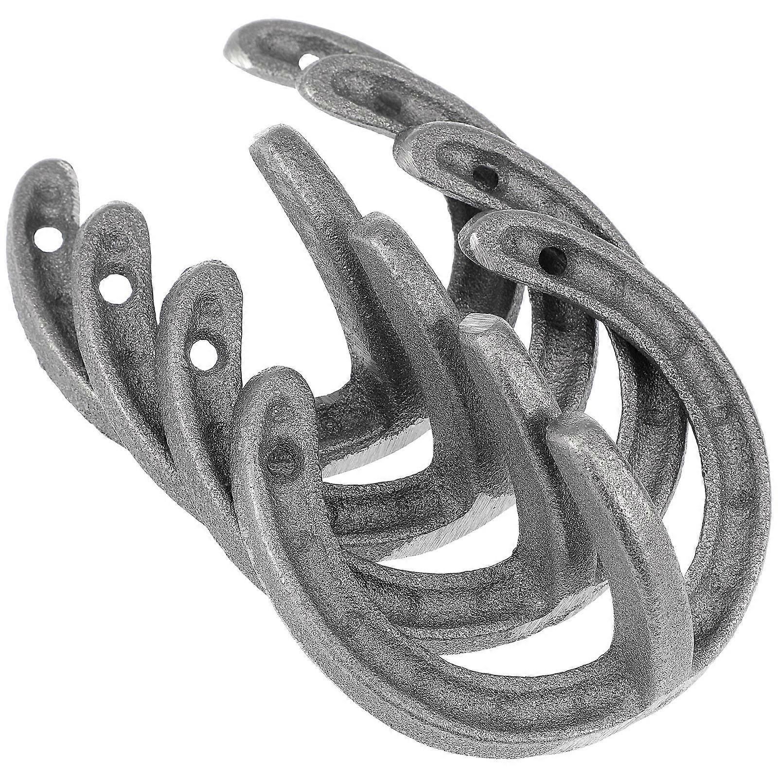 Practical Silver Wall Hanger Horseshoe Shape Sundries Organizer 12Pcs