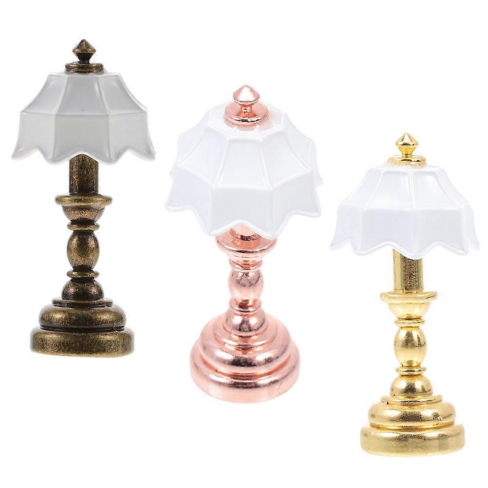 Mini House Table Lamp Metal Model for Decor 6Pcs Micro Landscape Set