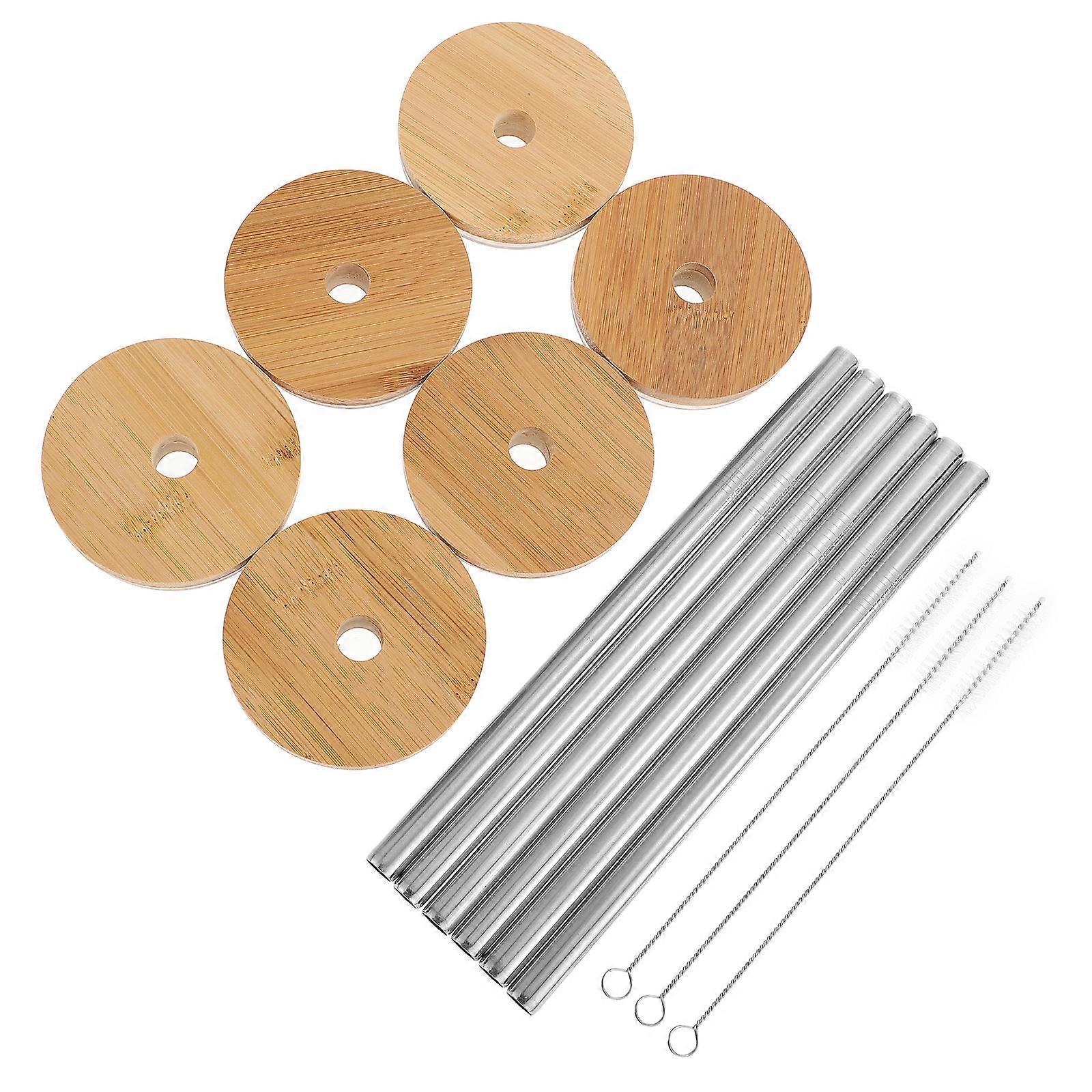 Leak Proof Lid Mason Cup Straw Lids for Drinking 2Sets with Brushes