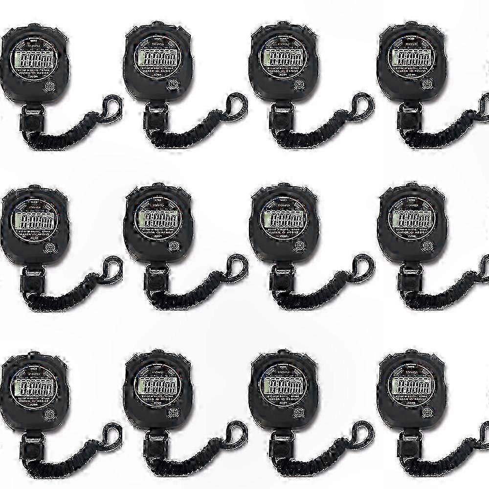12-pack digitalt stoppur med stor display, multifunktionstimer för sport, datum, tid och larmfunktion