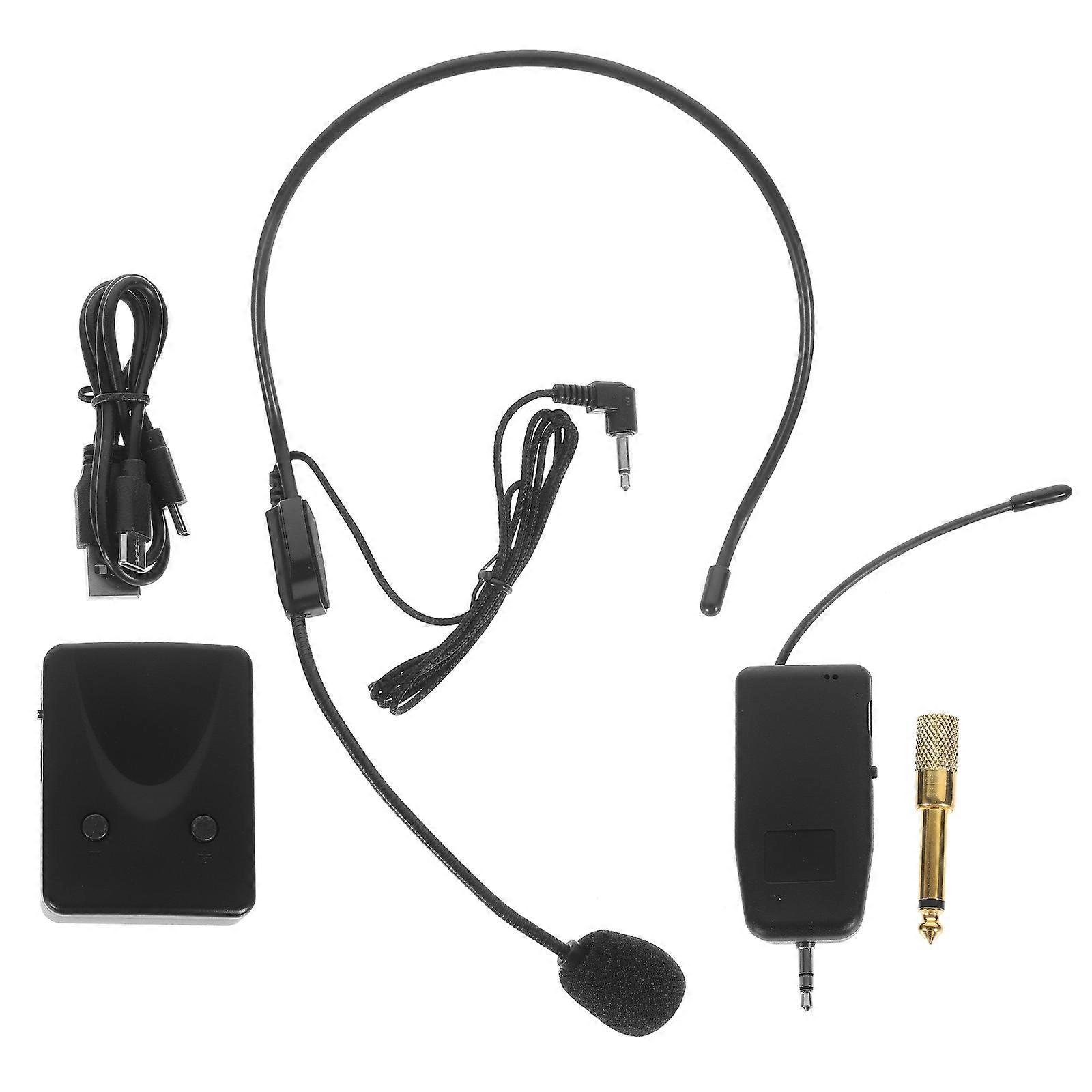 Microphone Headset For Stage Performance Wireless Transmission 3 Sets Convenient Use Black