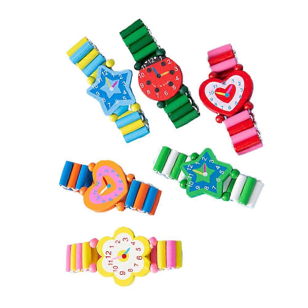 6Pcs Educational Time Training Toy Watch For Kids In Bright Assorted Color Promoting Child Development