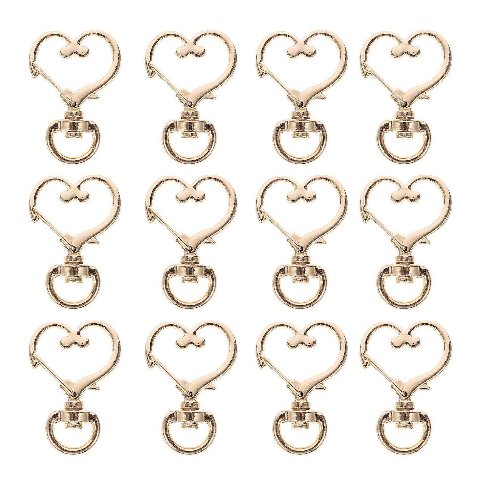 Golden Key Chain Rings for Key with 30Pcs Heart Shape Swivel Clasps