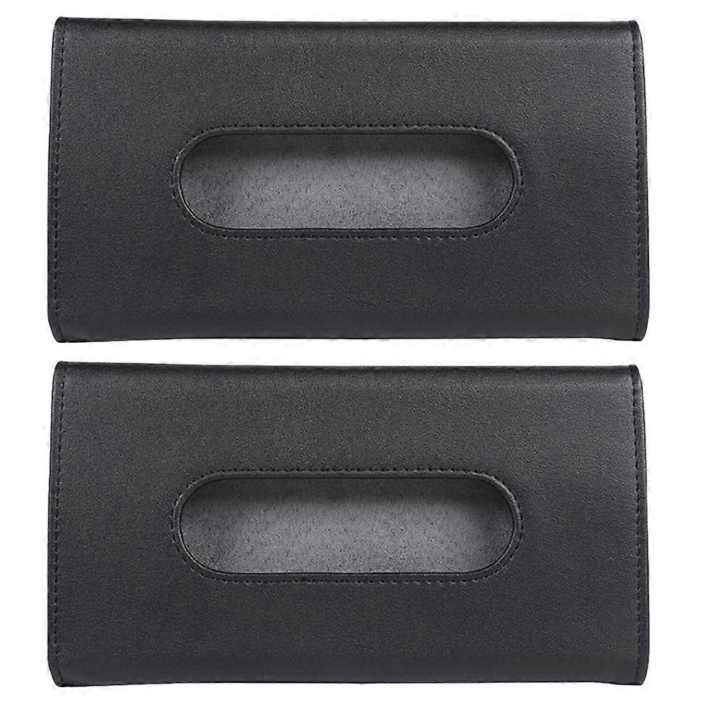 Sun Visor Napkin Holder PU for Car Use 2Pcs Black Tissue Holder