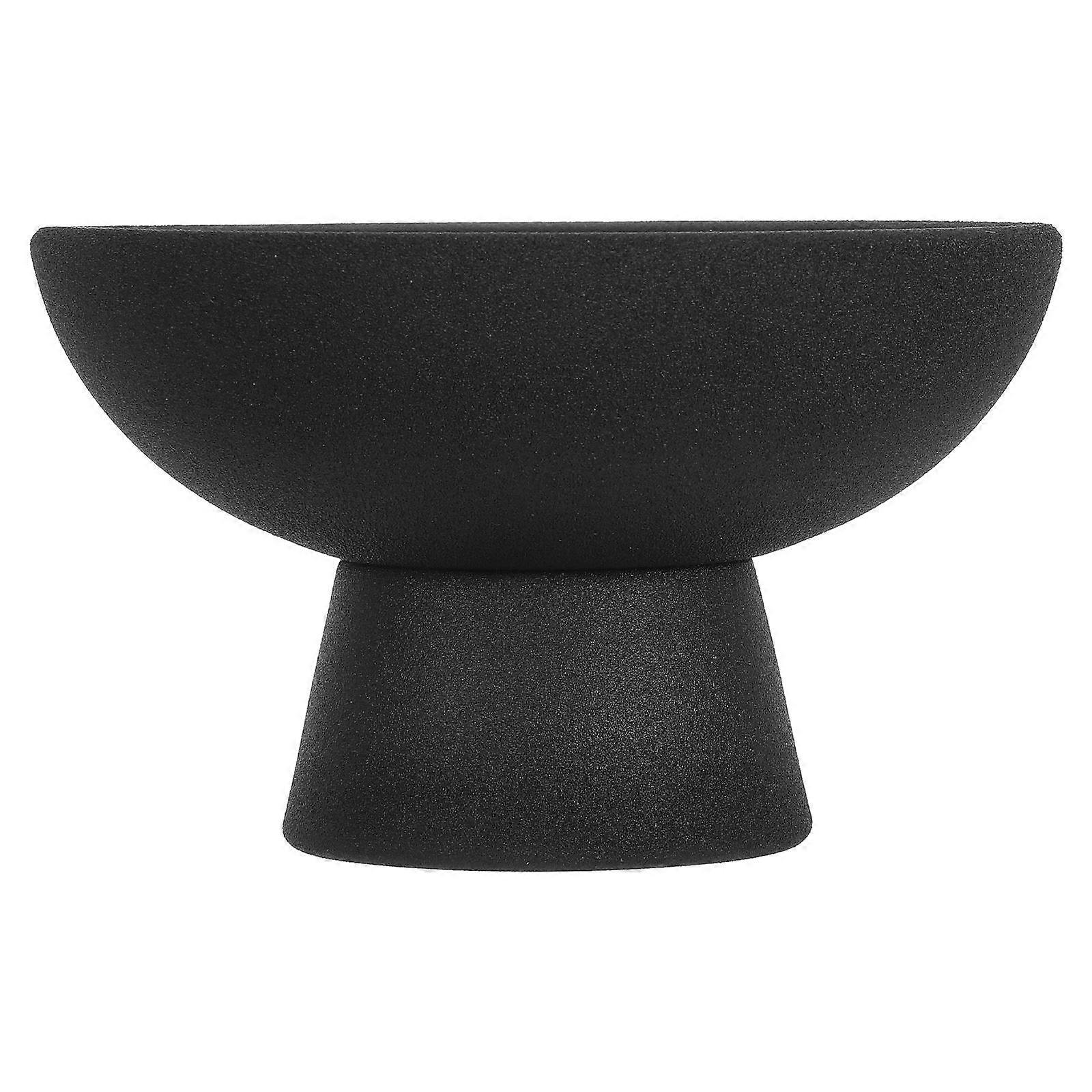 Fruit Serving Tray Ceramic Food Tray for Kitchen 3Pcs Black Footed Plate