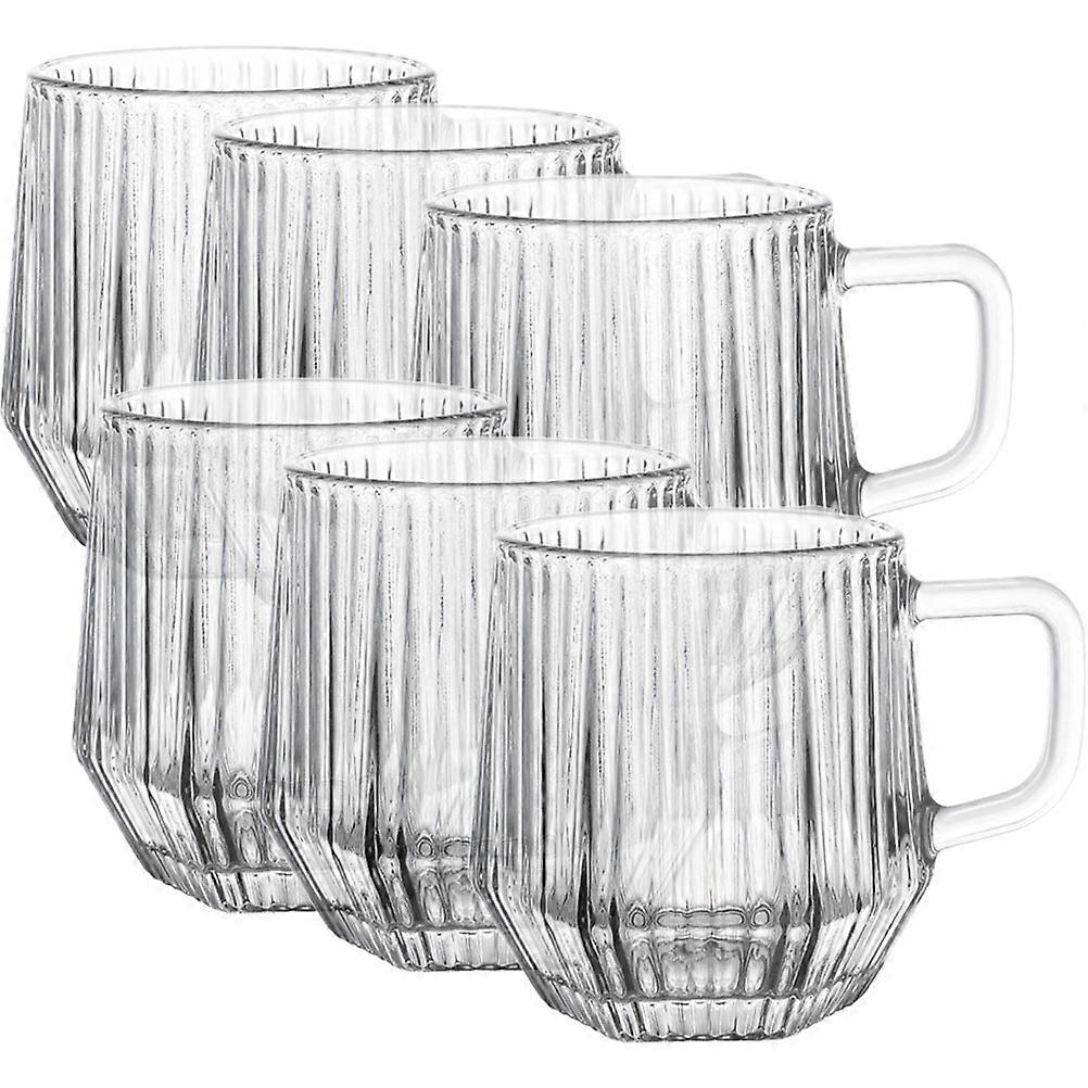Transparent Glass Coffee Mugs 12-Pcs With Handle Elegant Design For Casual Daily Use 9X7.5CM Holds Hot Or Cold Drinks