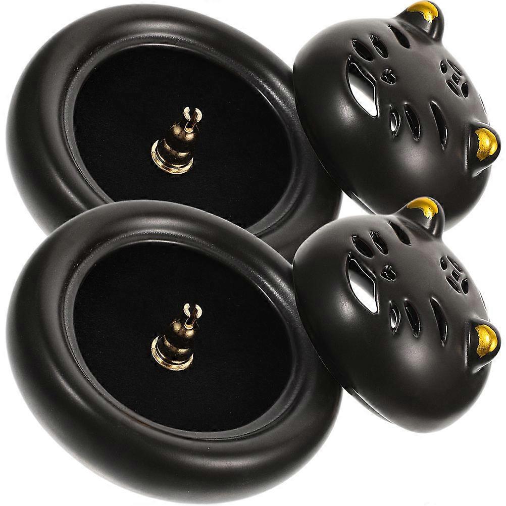 Incense Holder Cat Design Ceramic Incense Burner for Relaxation 2Pcs
