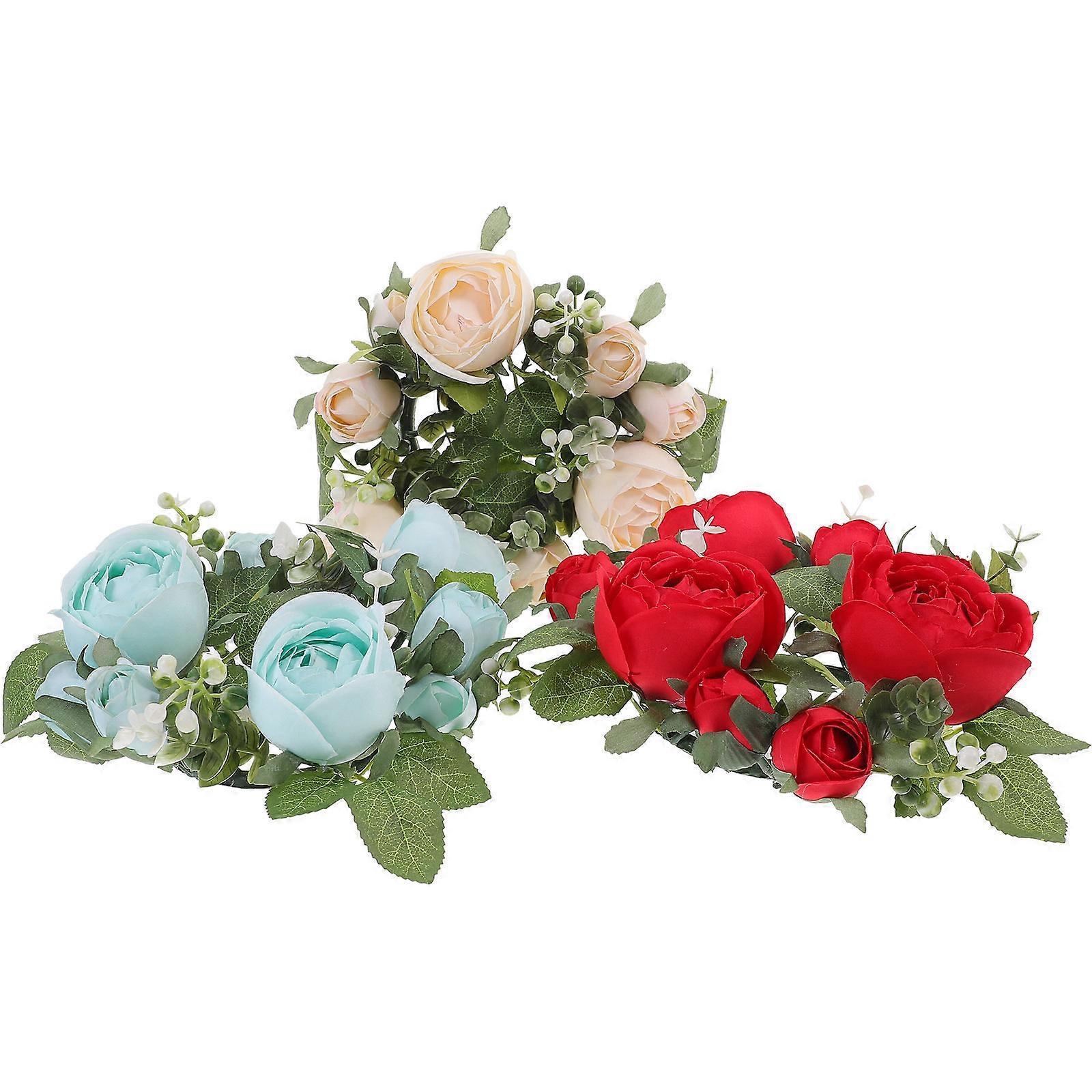 Assorted Color Table Wreath Centerpieces Decoration For Thanksgiving Day With Round Design 3Pcs