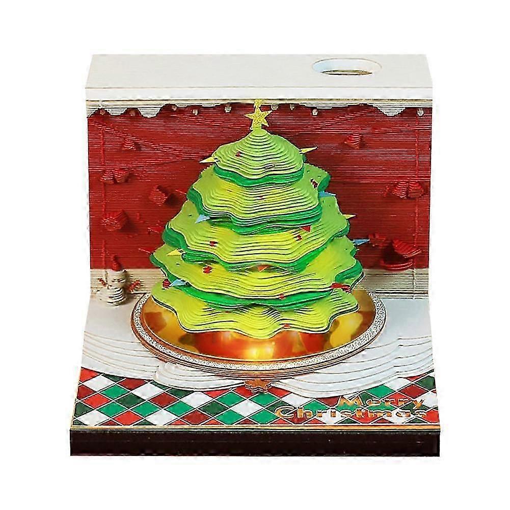 Christmas Tree 3D Three-dimensional Note Book Paper Carving with Lights