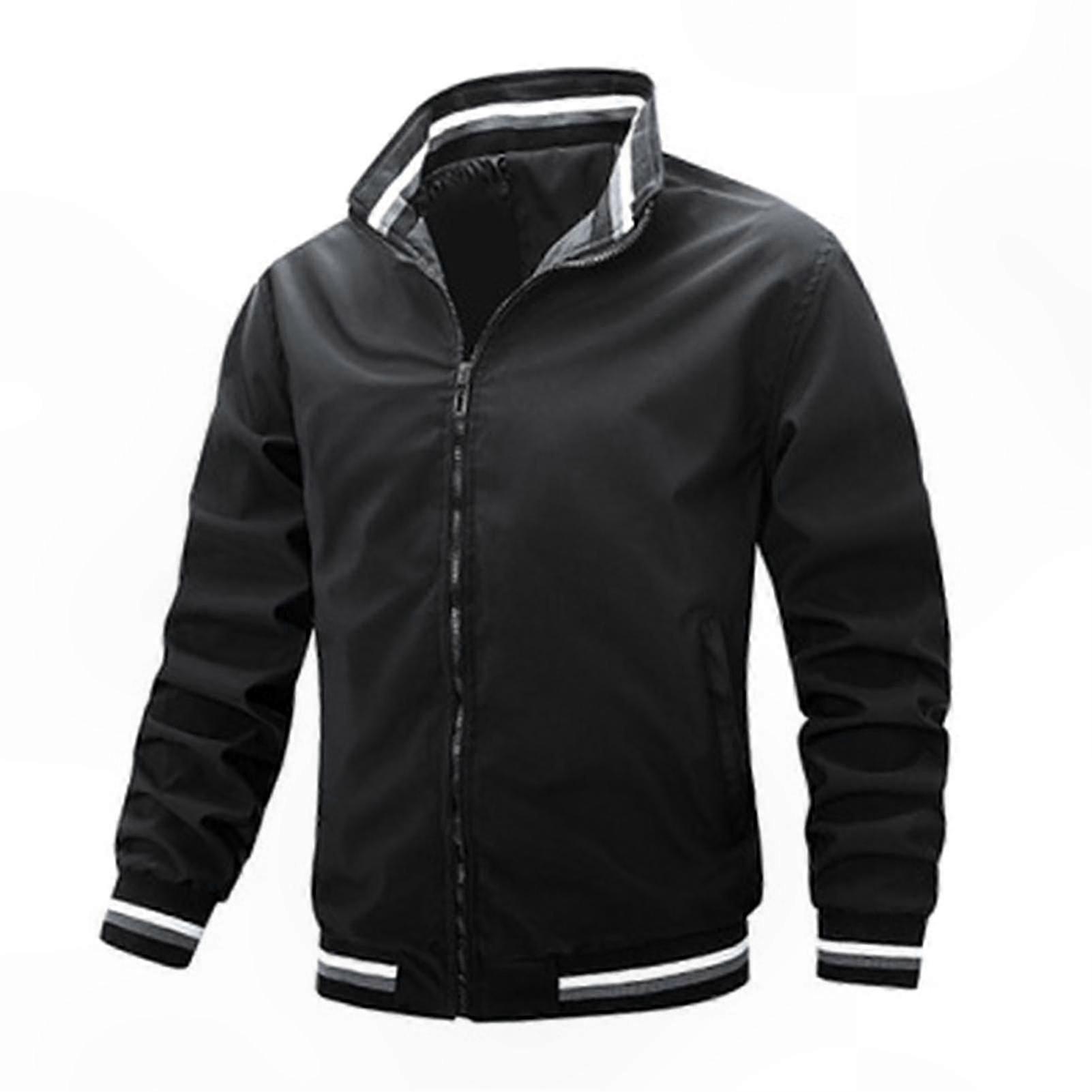 Men's Lightweight Bomber Jacket Windbreaker Active Coat with Full Zip and Standing Collar for Spring Fall - DSW