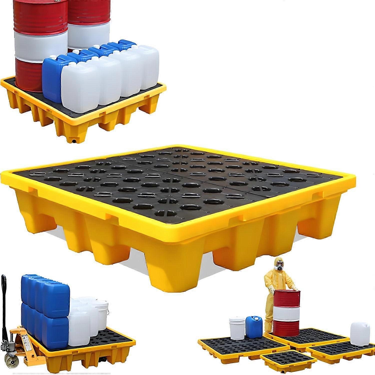 Modular Spill Containment Platform Sump Tray Drum Spill Containment Pallet For Garage Kitchen Basement 128x128x17 cm