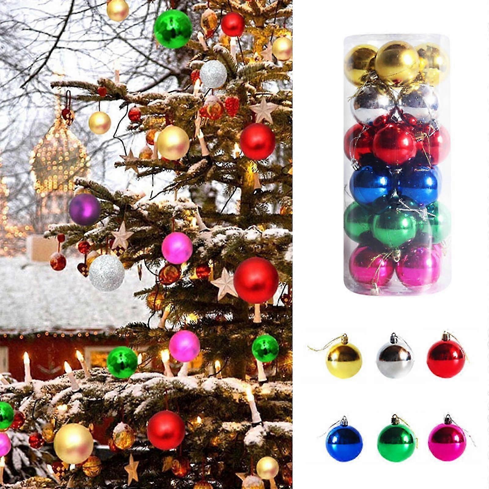 Infidev 24Pcs Shatterproof Christmas Ornaments, 3CM Multicolor Balls, Ideal for Trees, Party Decor, Safe Plastic, Lightweight