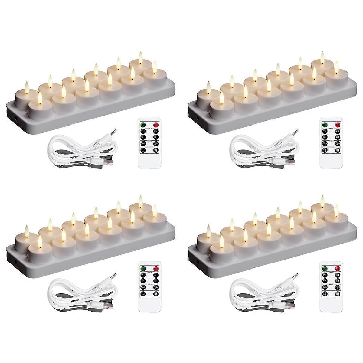 Rechargeable Tea Lights Candles, 48 Pcs Rechargeable Candles with Remote Charging Base, LED Flameles