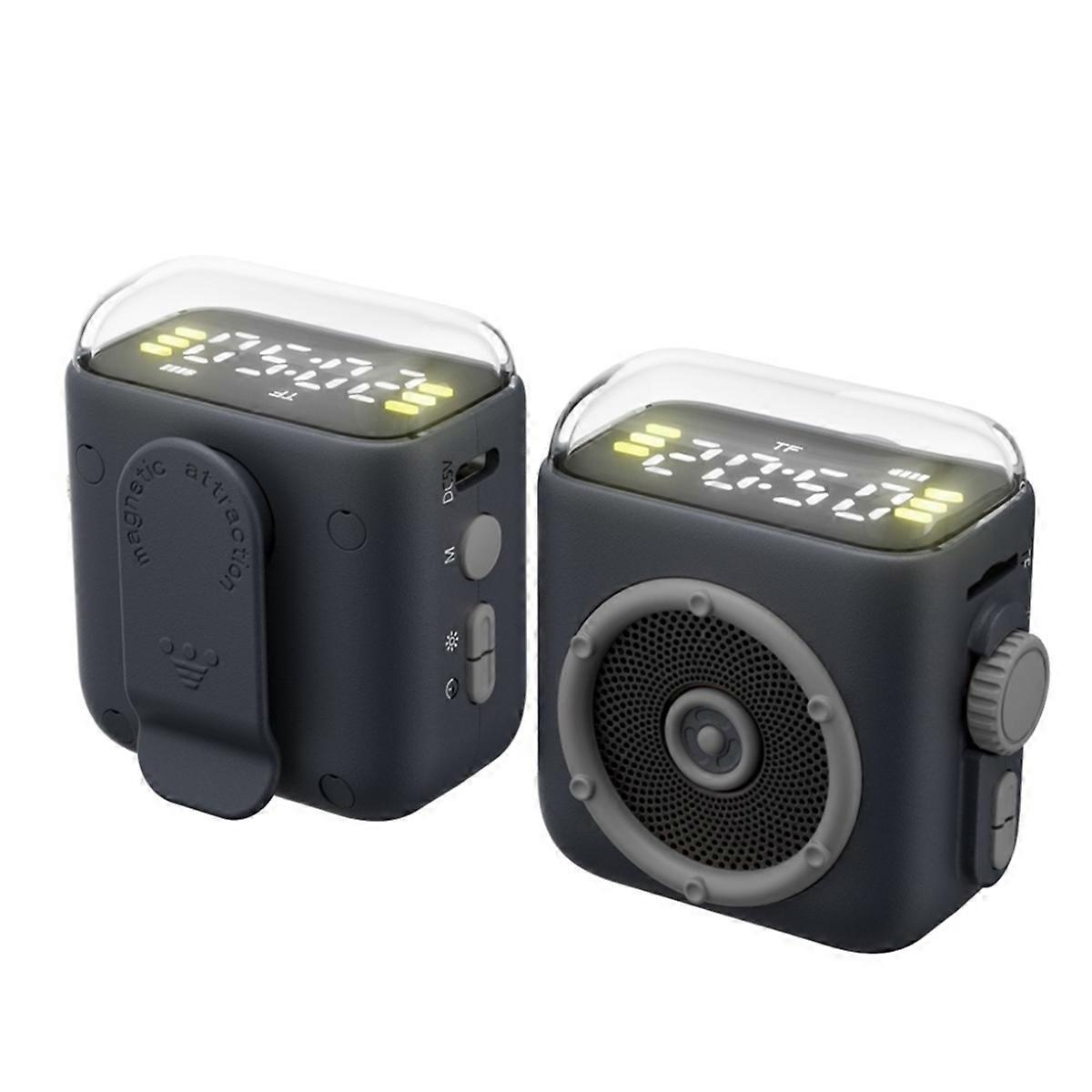Mini Bluetooth Speaker Time Display Hifi Sound Music Box Black