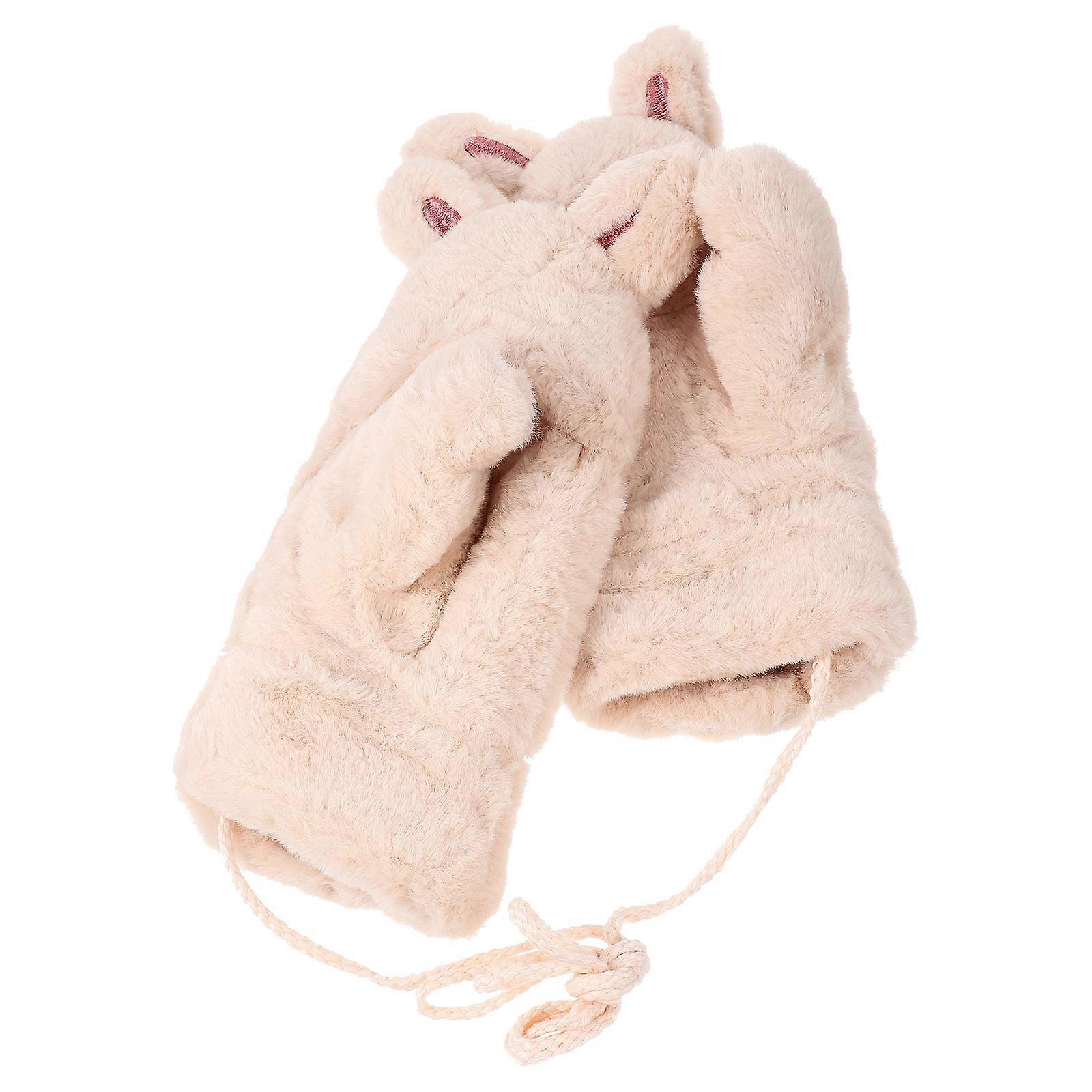 Winter Mittens Windproof Gloves for Protective Use 1Pair Beige
