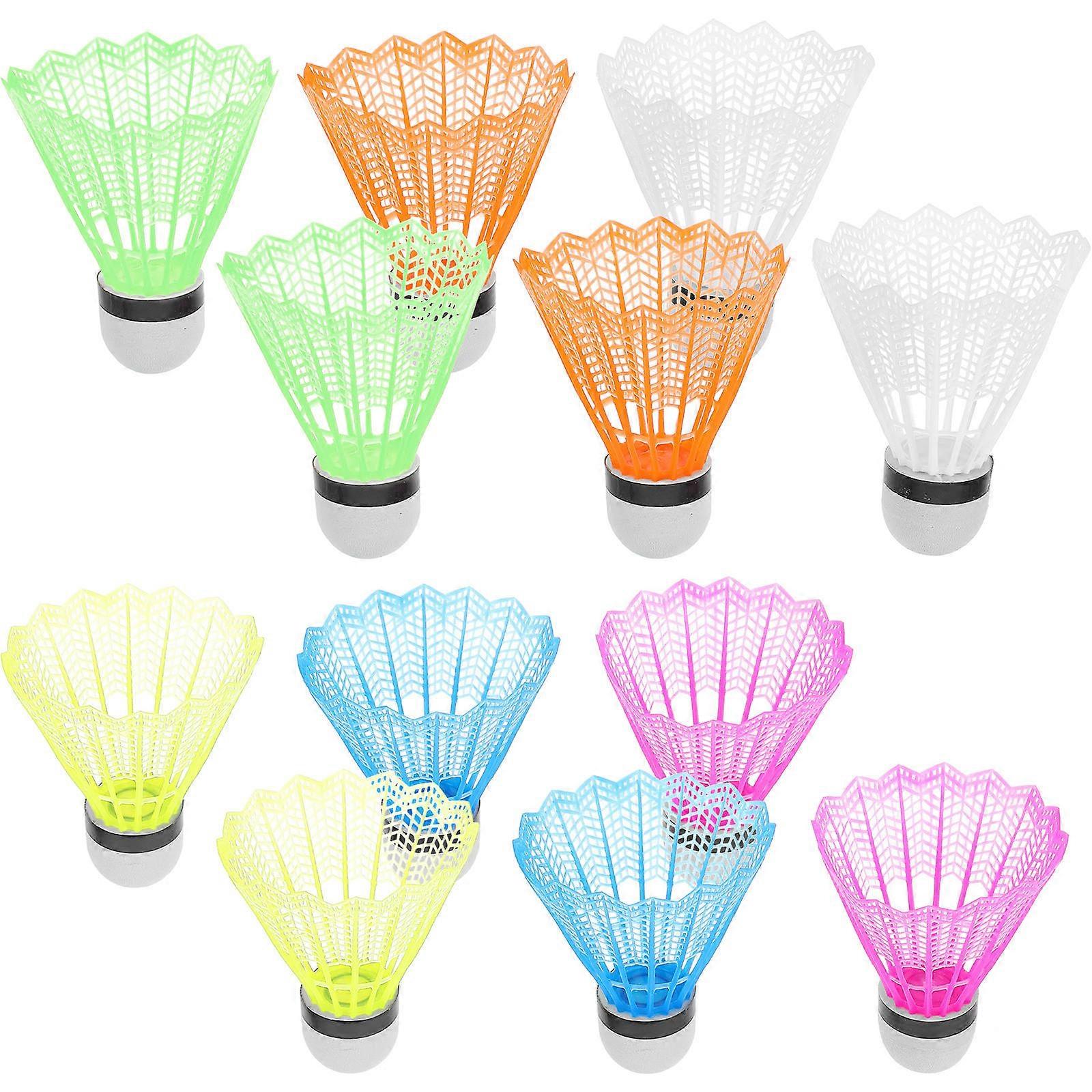 Colored Small Badminton Shuttlecocks 12Pcs For Family Entertainment 8.50X6.50X6.50CM Good Elasticity Durable Plastic Material