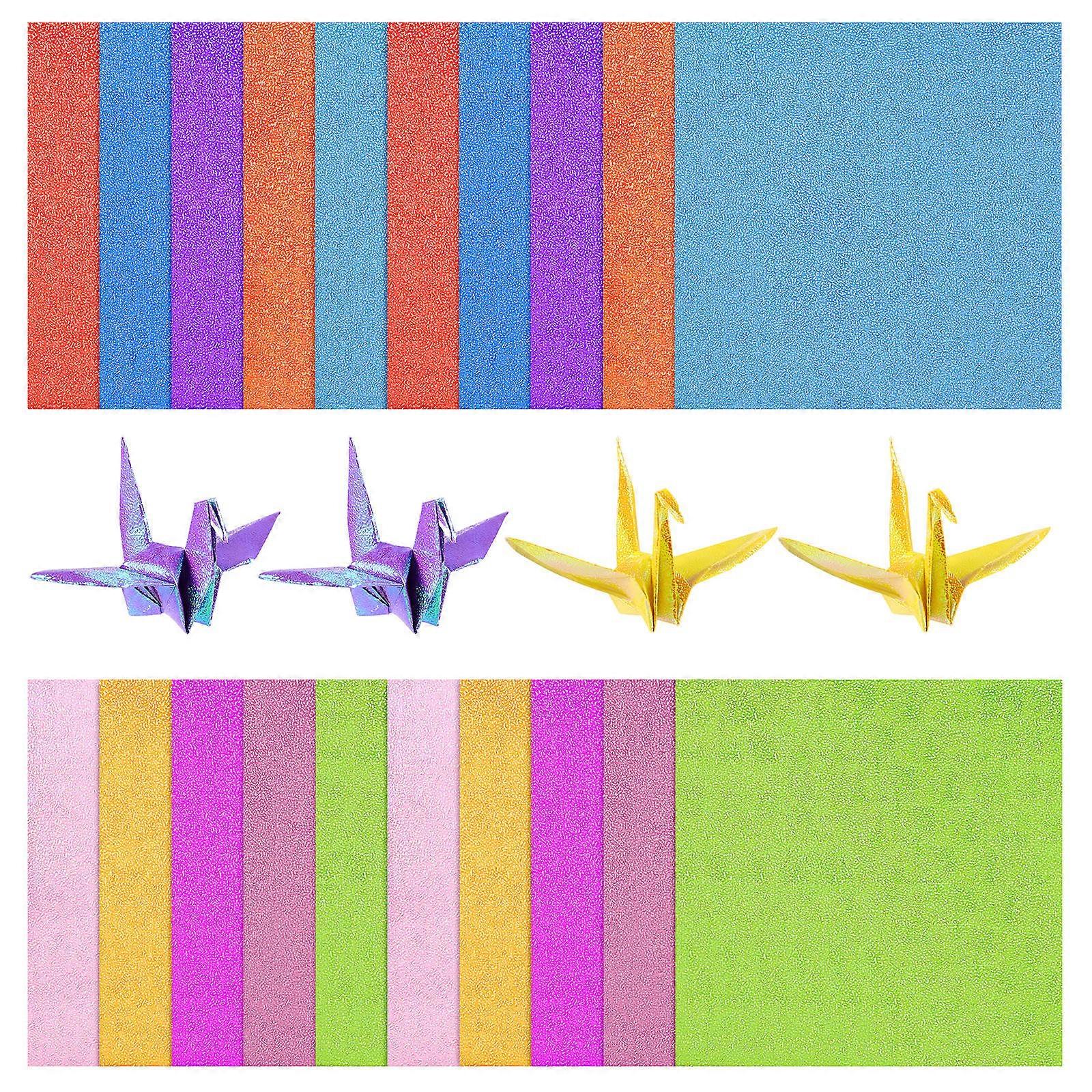 Origami Iridescent Paper Glitter Paper for Handcraft 100 Sheets Assorted Color