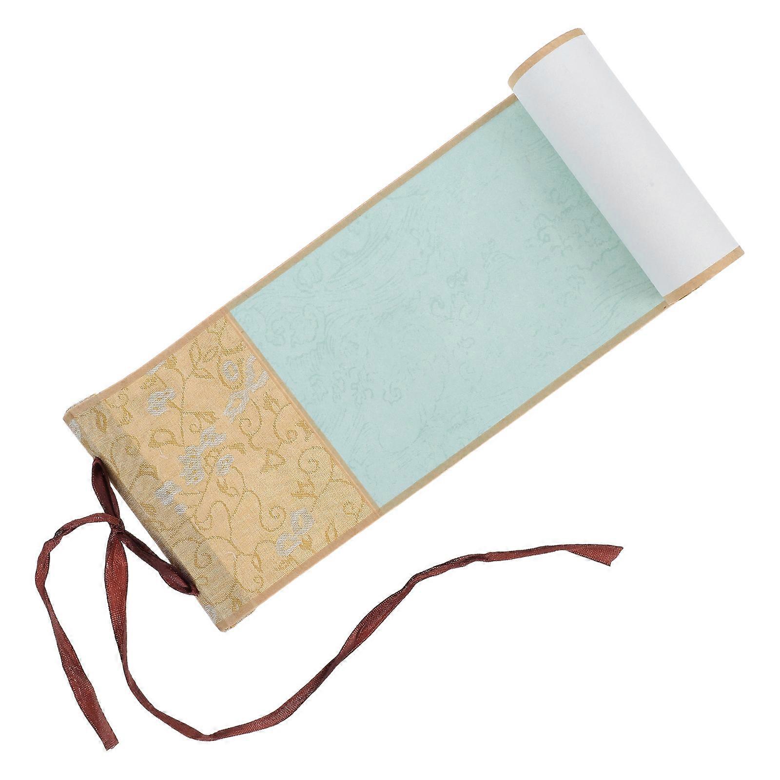 Blank Chinese Calligraphy Scroll Paper for Artistic Use 5Pcs with Wooden Rod