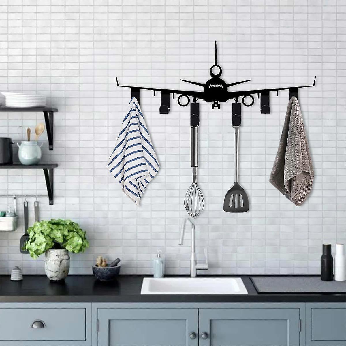 1PC Black Airplane Hook Storage Hanger Holder for Keys Towels Clothes Hats