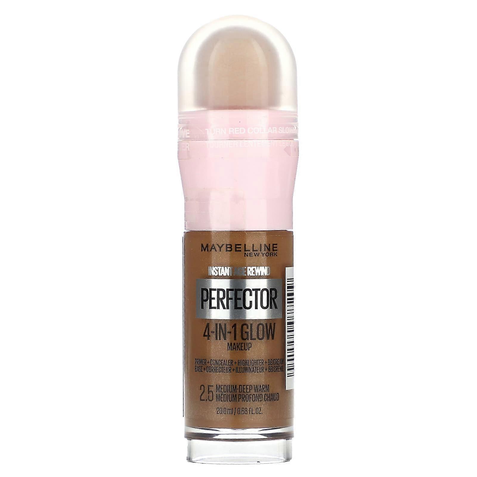 Instant Age Rewind, Perfector 4-in-1 Glow Makeup, 2.5 Medium-Deep Warm, 0.68 fl oz (20 ml)
