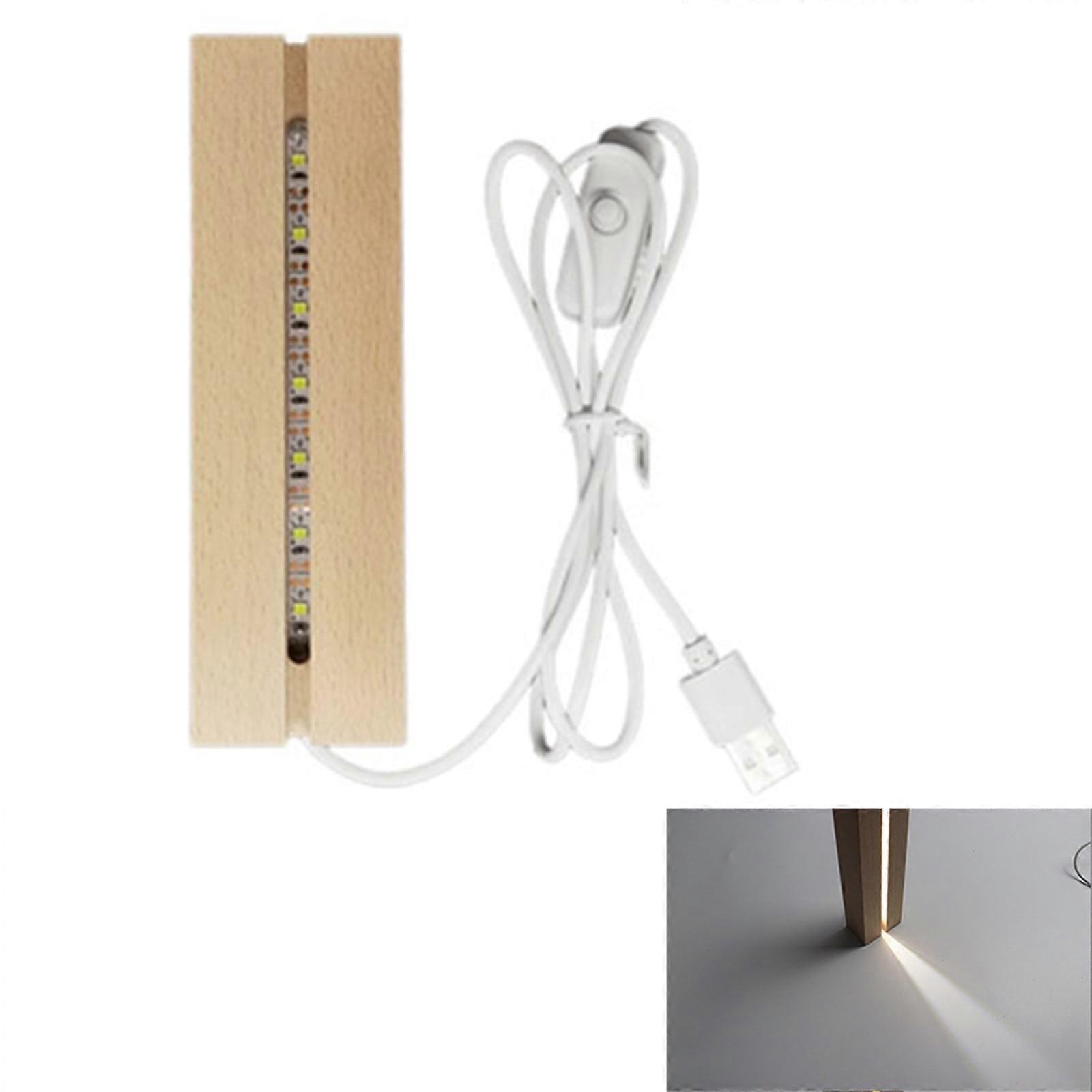 ✪ LED Wood Display Base Crystal Wooden Lighted Base Stand Warm Color Resin Art