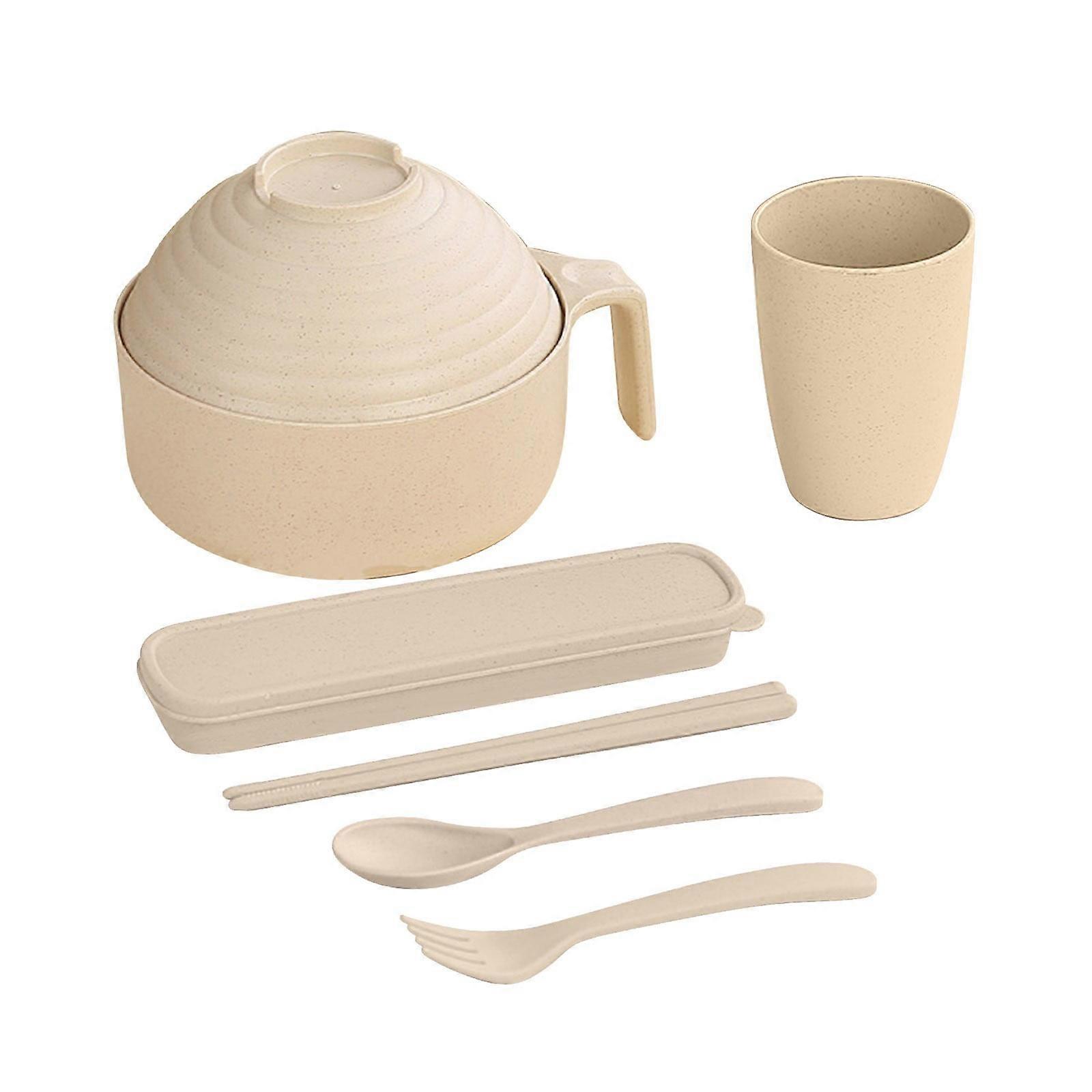 Zeceouar Microwave Ramen Bowl Set with Straw & Spoon, Large Capacity, Compatible with Dorm, Office, Home Use