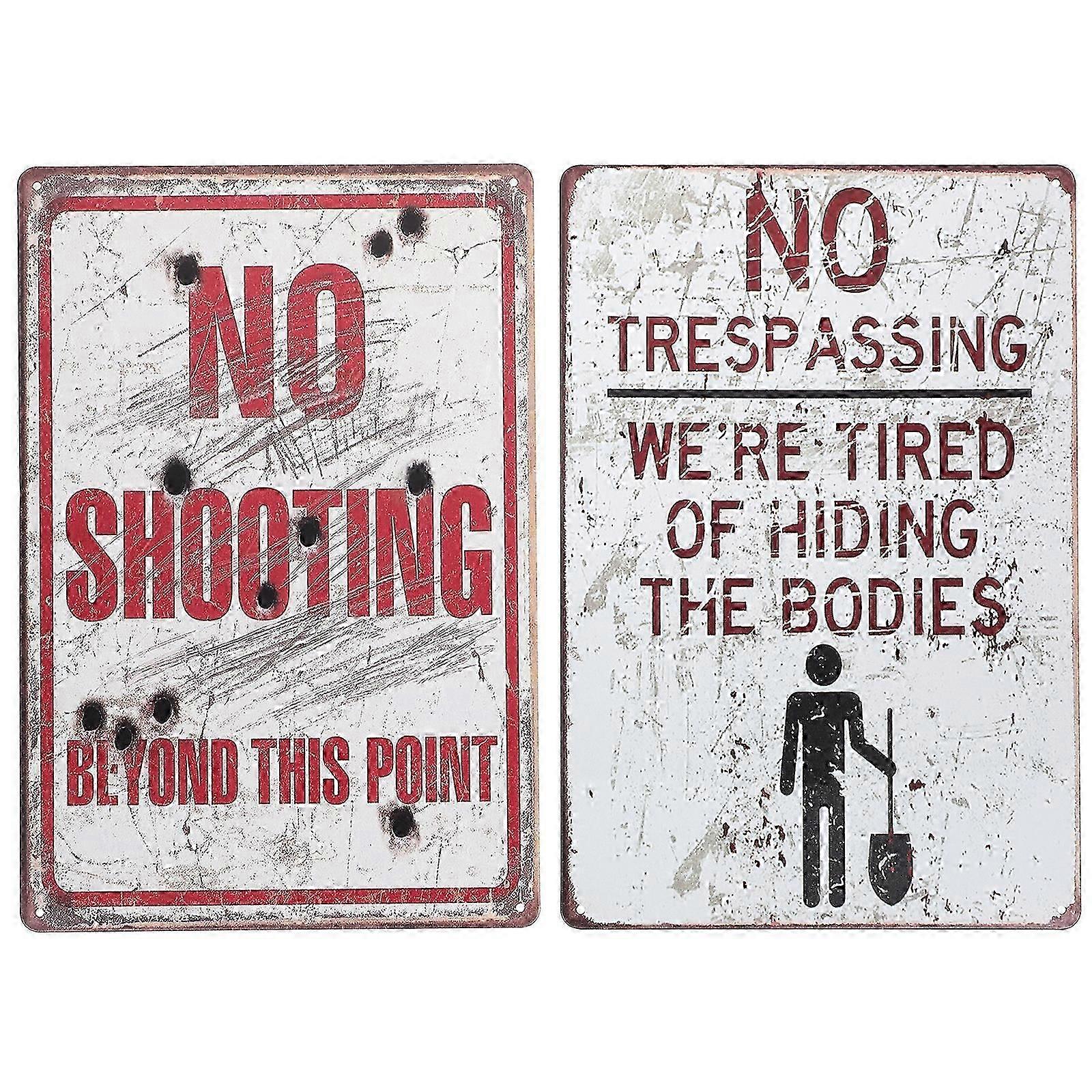 2pcs Outdoor Use Warning Sign Retro Style Caution Sign Eye-catching Warning Caution Sign