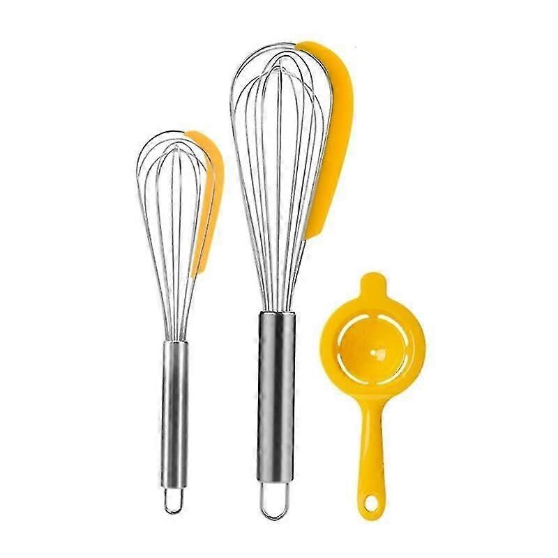 Stainless Steel Wired Whisks & Egg Separator Set Kitchen Whisk Egg Beater For  Beaters