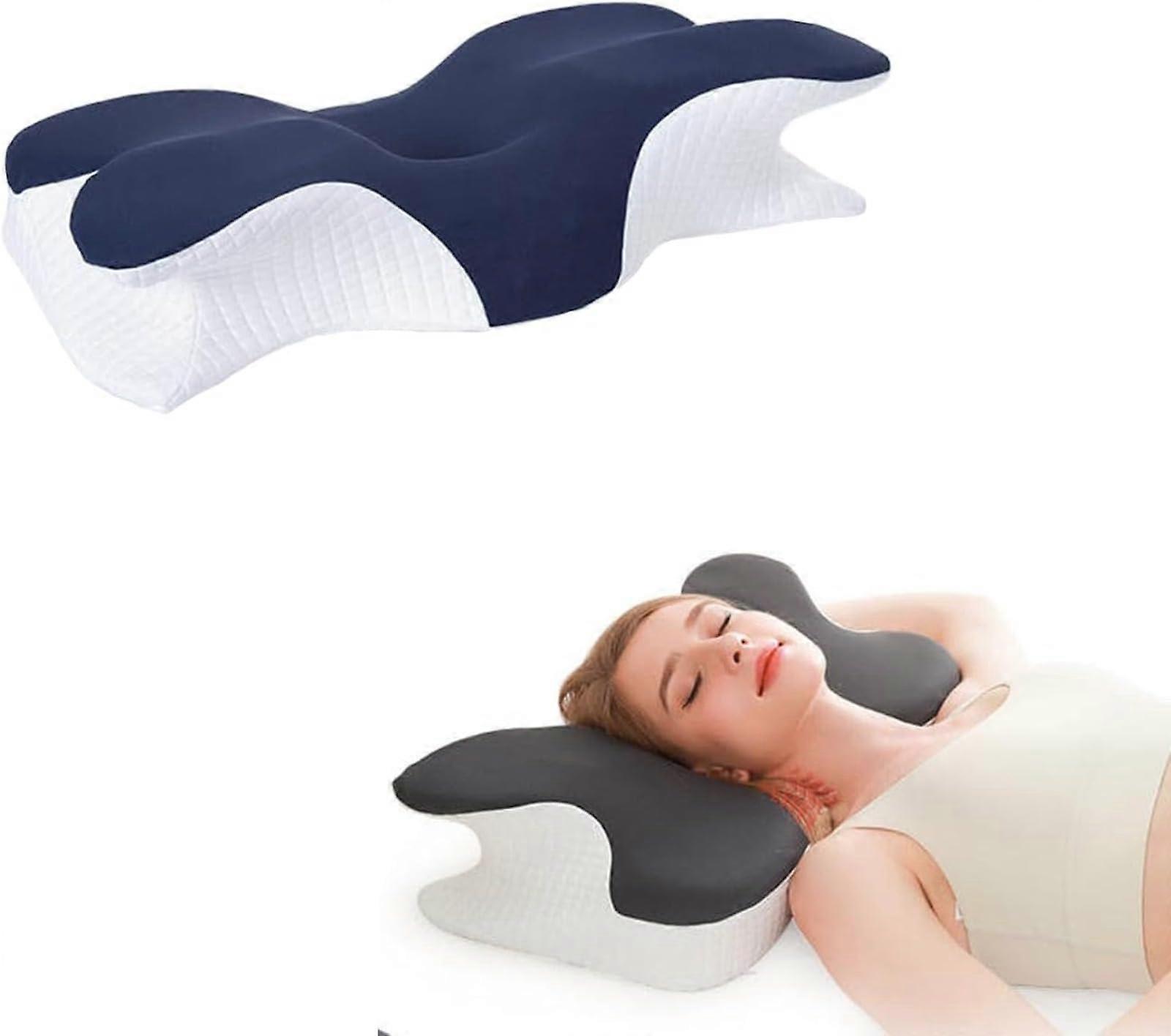 Memory Foam Ergonomic Side Sleeper Pillow For Cervical Support, Orthopedic Neck Pillow, Blue, Hypoallergenic