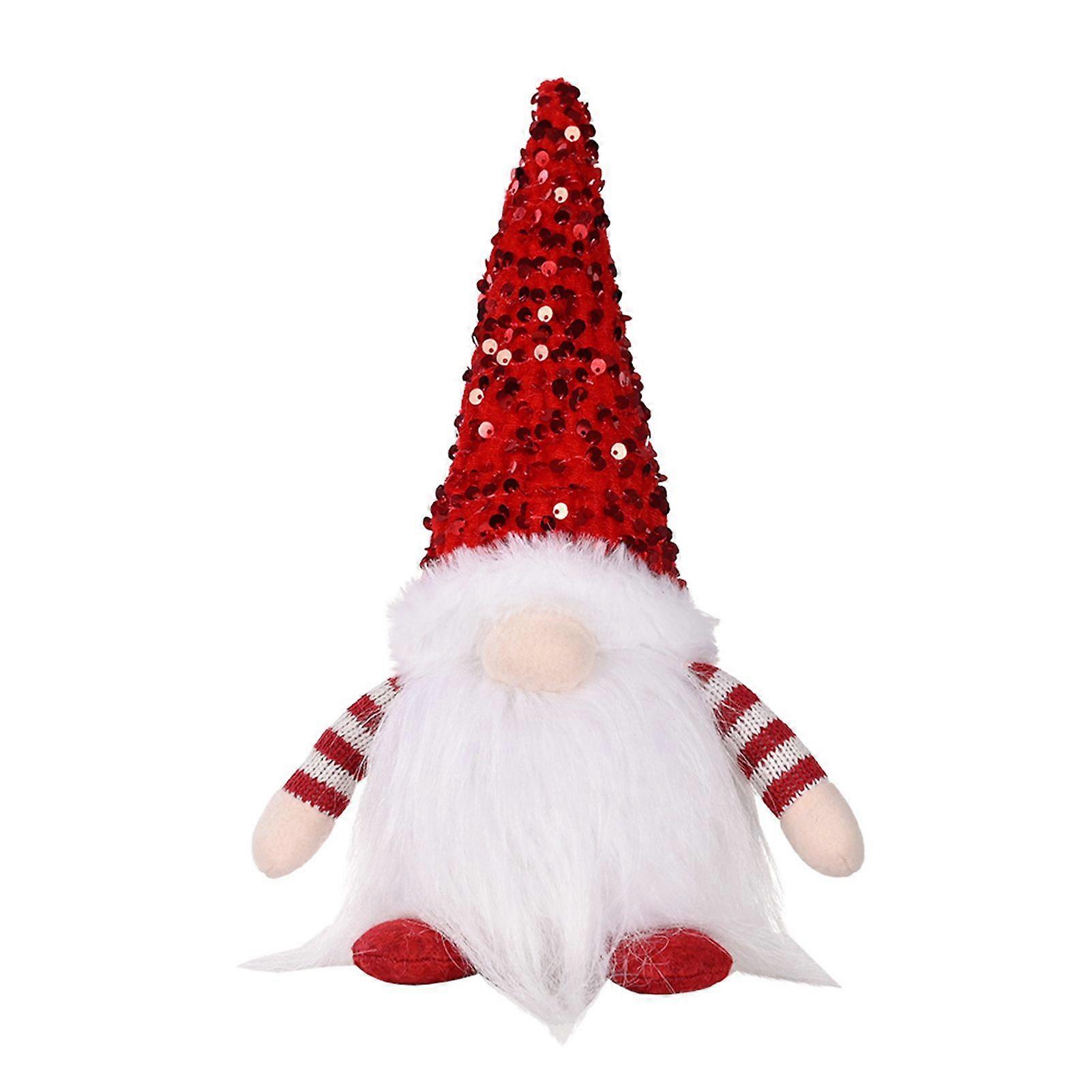 LED Light Up Christmas Gnomes Soft Plush Warm Lighted Dwarf Doll Ornaments with Glitter Sequins Hat for Home Table Decor