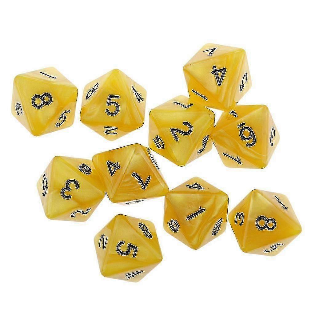 10pcs 8 Sided Dice D8 Polyhedral Dice for Party Table Games Yellow