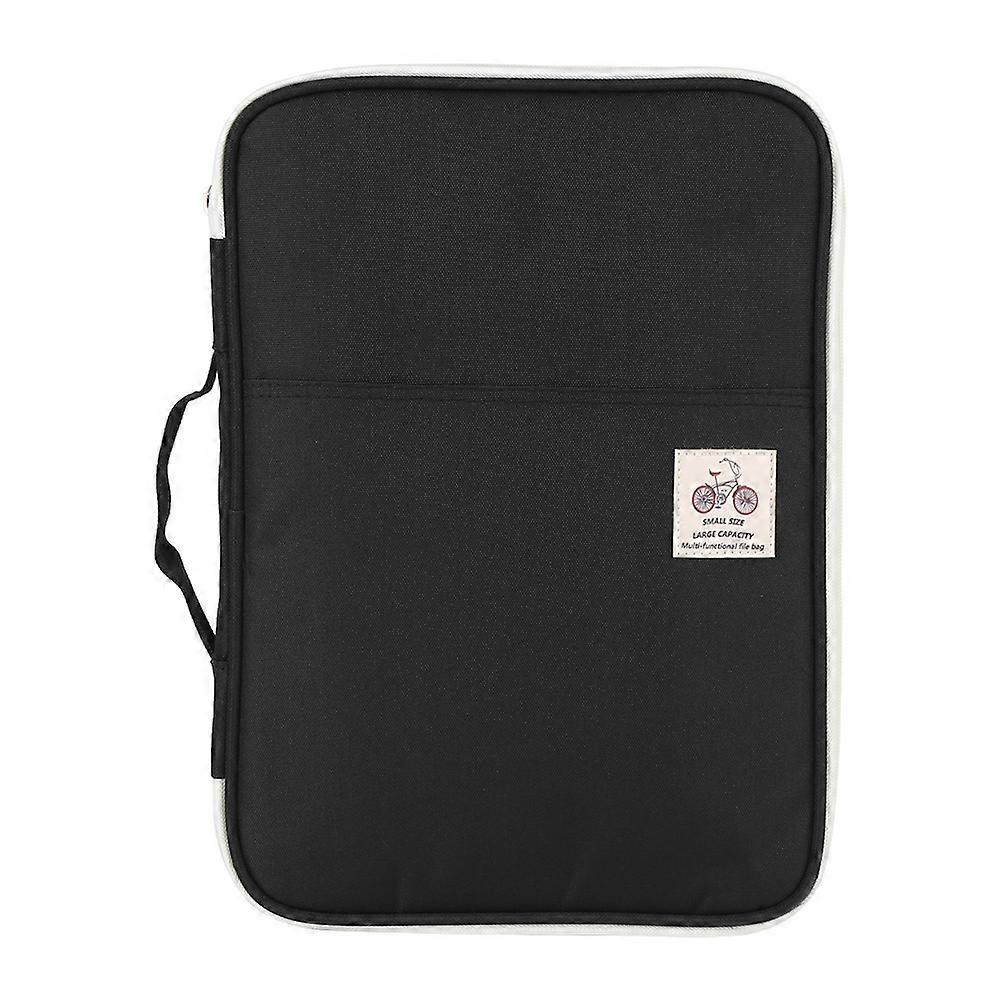 A4 Document Bag File Folder Portfolio Organizer Computer Notebook Zippered Case (Black)