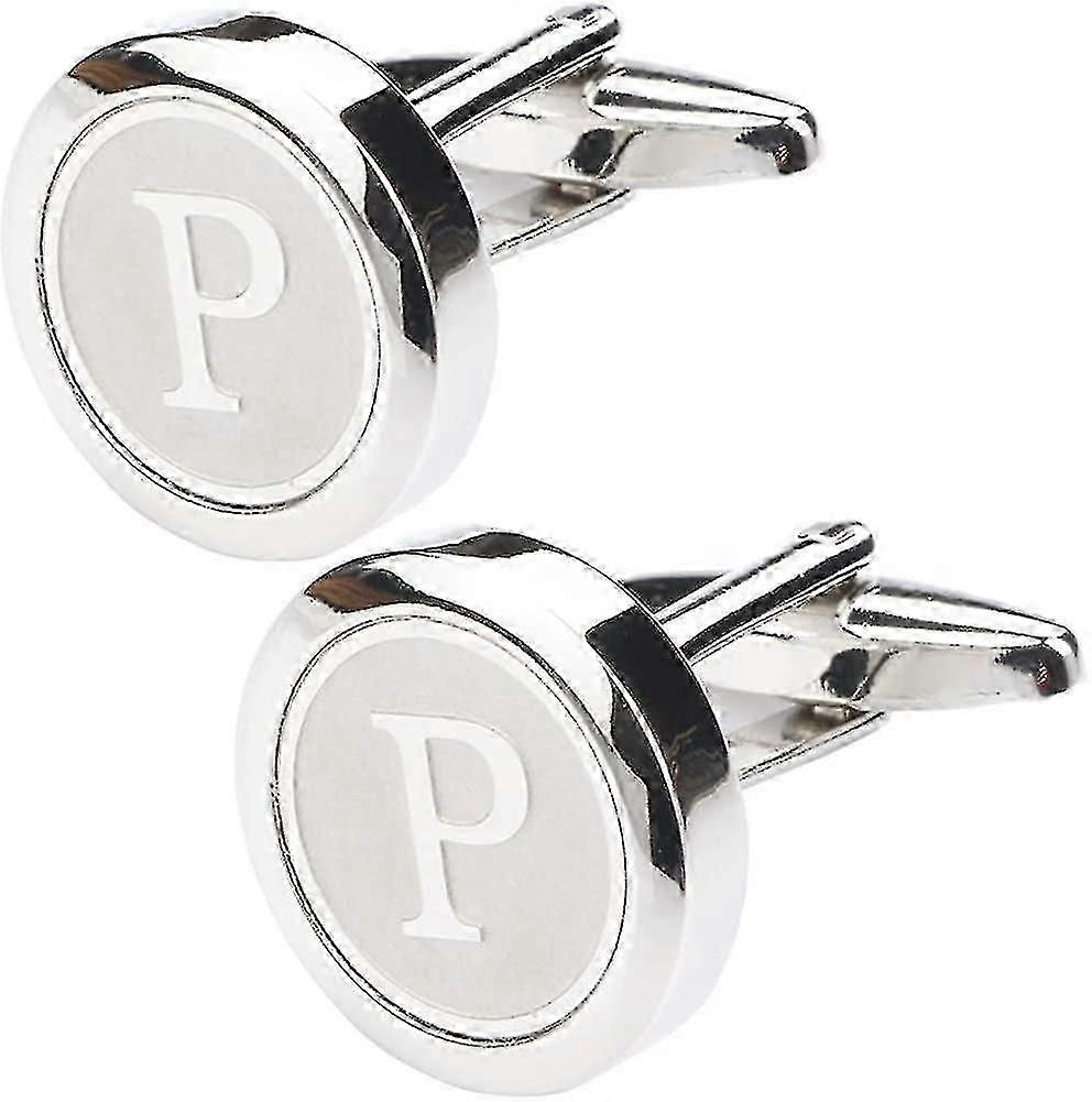 メンズクラシックステンレススチールイニシャルカフスボタン26アルファベット頭文字カフリンクスビジネスウェディング