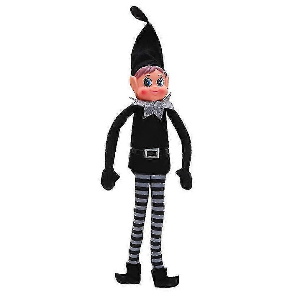 Julelver opfører sig dårligt nisse legetøj med lange ben blød krop sort juledekoration