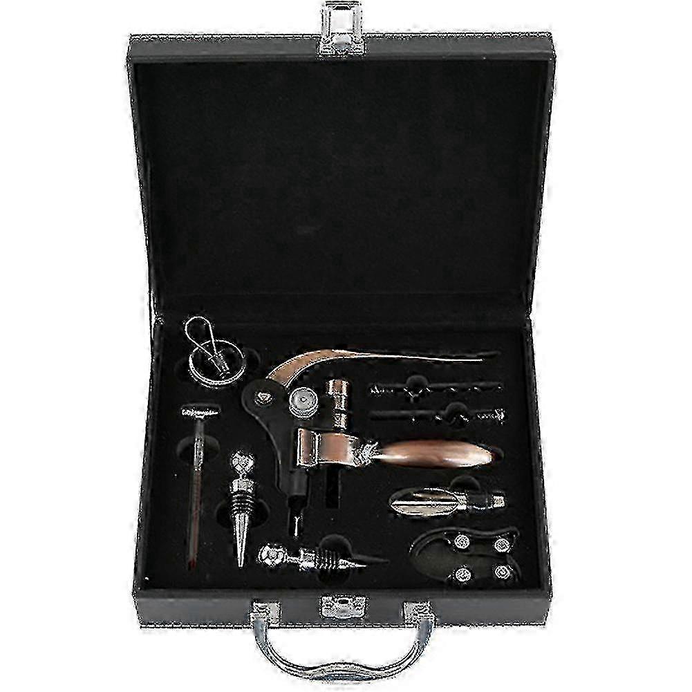 Premium Leather Box Rabbit Corkscrew Wine Opener Set with Pourer