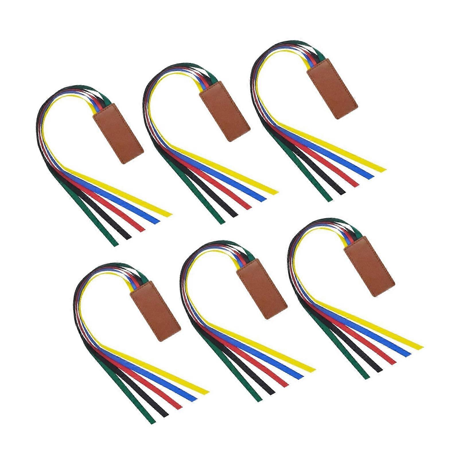 2/4/6Pcs Colorful Ribbon Bookmarks Leather Bible Bookmarks with Tassels Ribbon Page Book Marker For Religious Book Study Multicolor