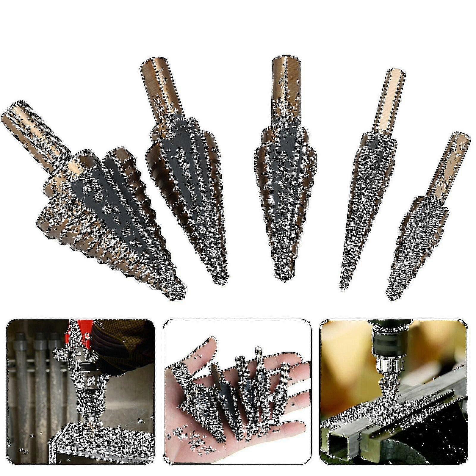 5pcs Hss Cobalt Hole Large Metal Step Drill Bit Set Titanium Cutter Cone 50 Size
