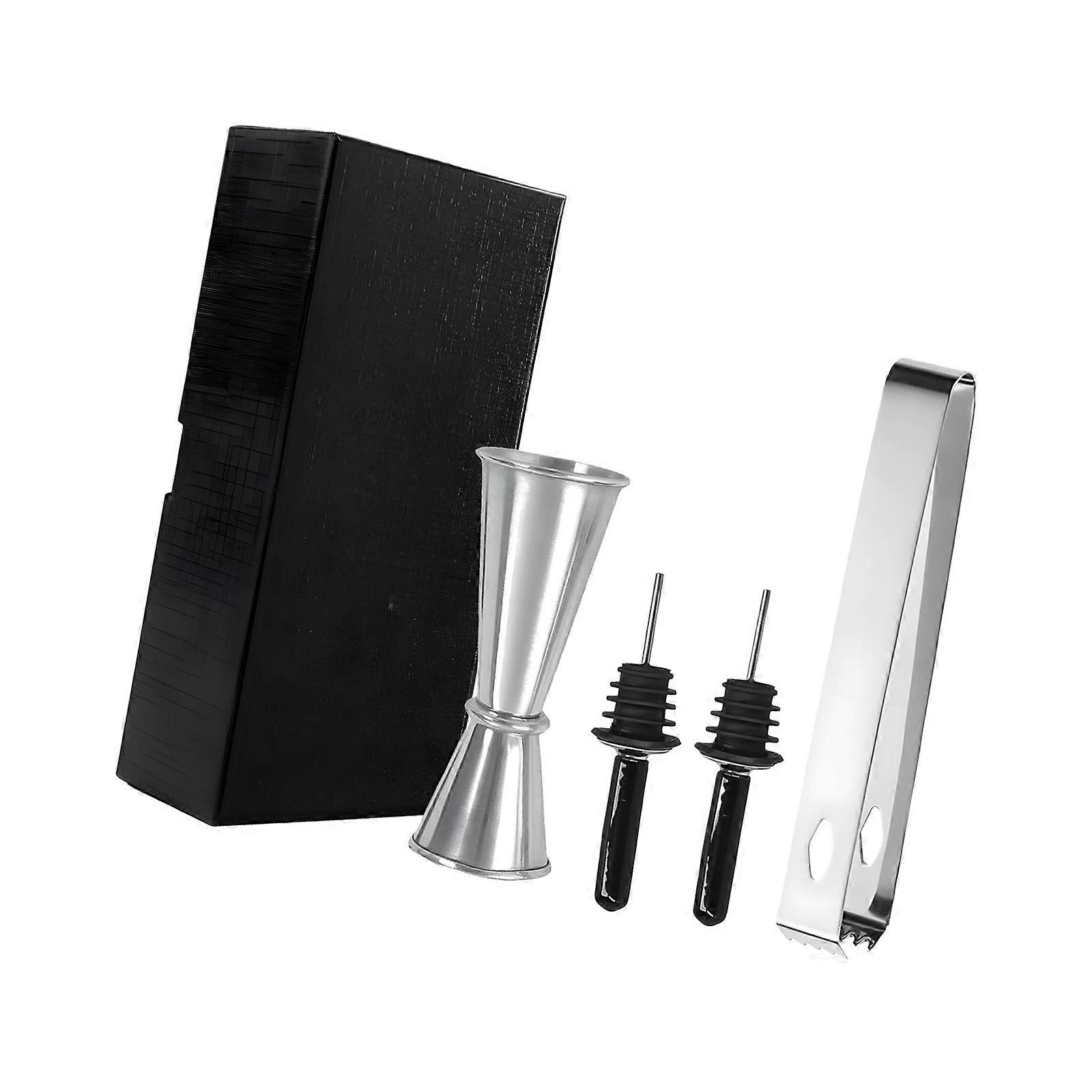 High Quality Bartending Accessories 304 Nonrust Steel Ice Clamps Pour Spouts And Accuracy Measuring Cup For Mixologies Multicolor