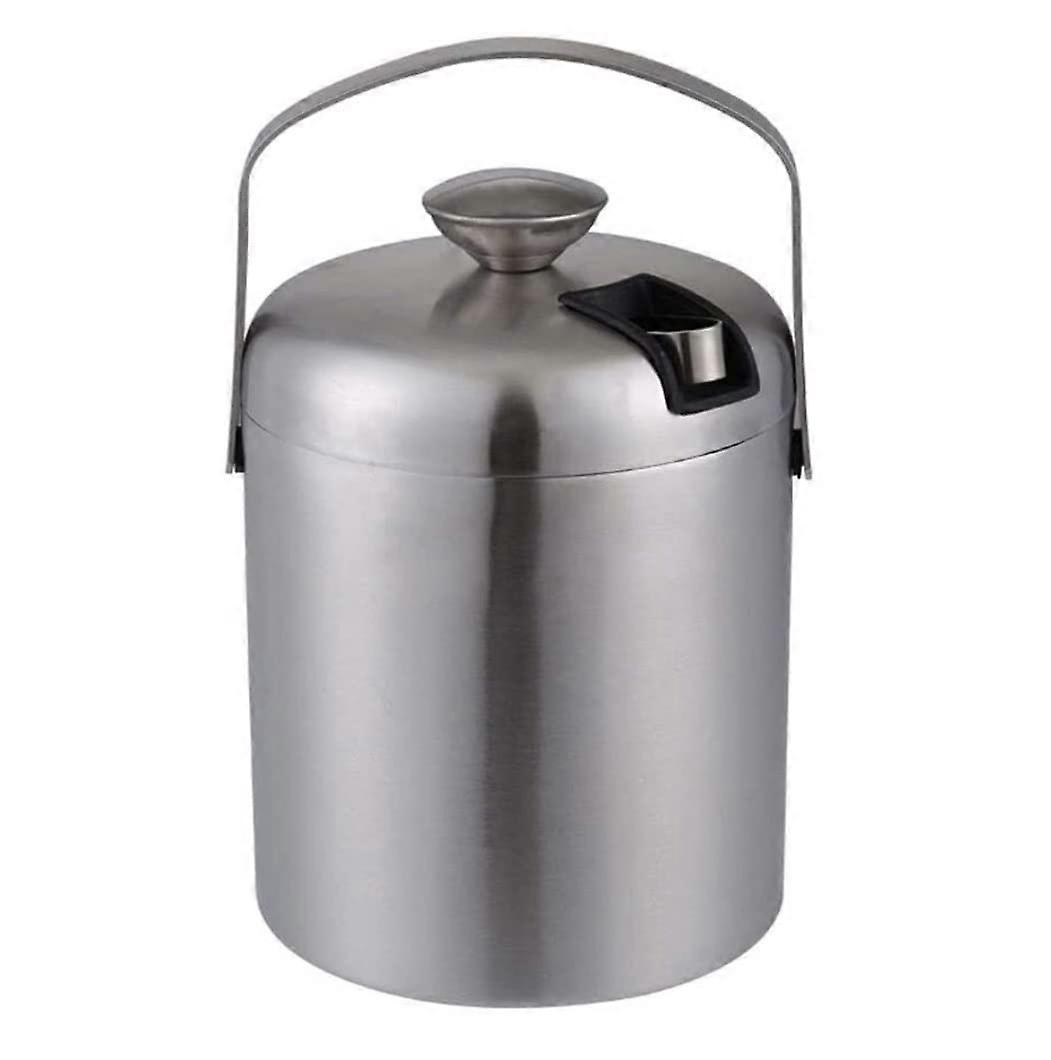 Ice Bucket Stainless Steel 1.2L Double Wall Insulated with Lid and Handle for Drinks Parties Bar
