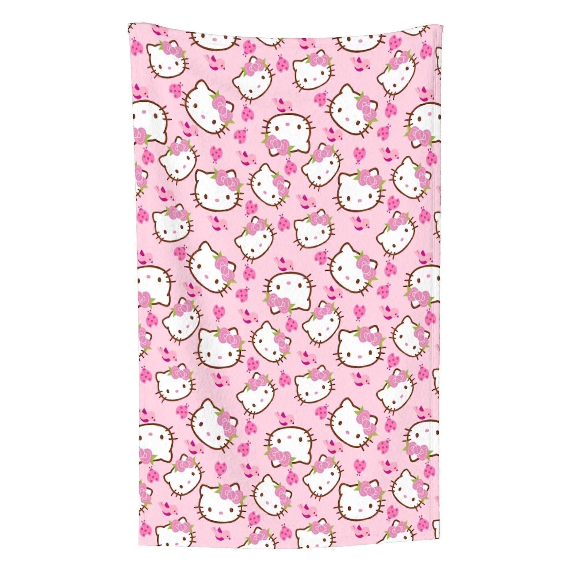 Hello Kitty Pattern Lightweight Soft Flannel Blanket Suitable for Cat Lovers Sofa Living Room Comfortable Plush Blanket 32x48in (Vertical)