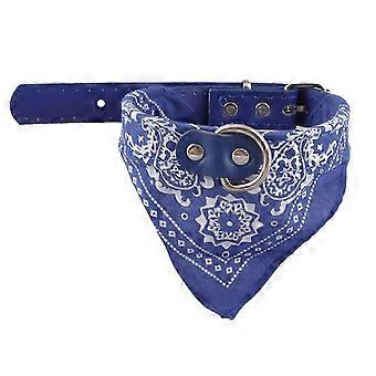 w Ethnic Style Pattern Cat Small Dog Bib Saliva Towel Adjustable Pet Collar(Blue L)
