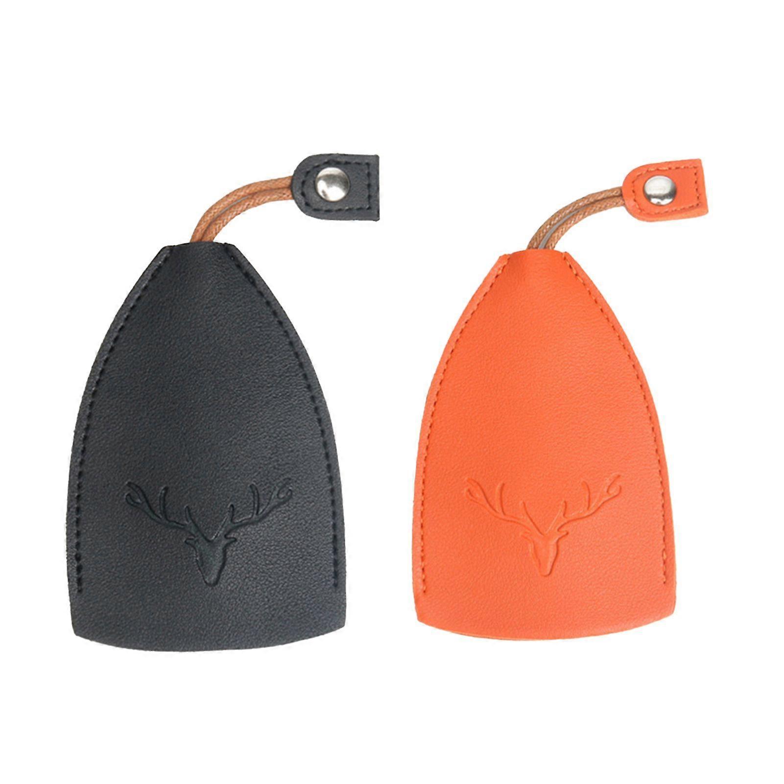 Jikaix 2Pcs Key Holder Pull-Out Key Case Protective Keychain Pendant Faux Leather Hidden Key Chain Deer Pattern Key Sleeve Bag